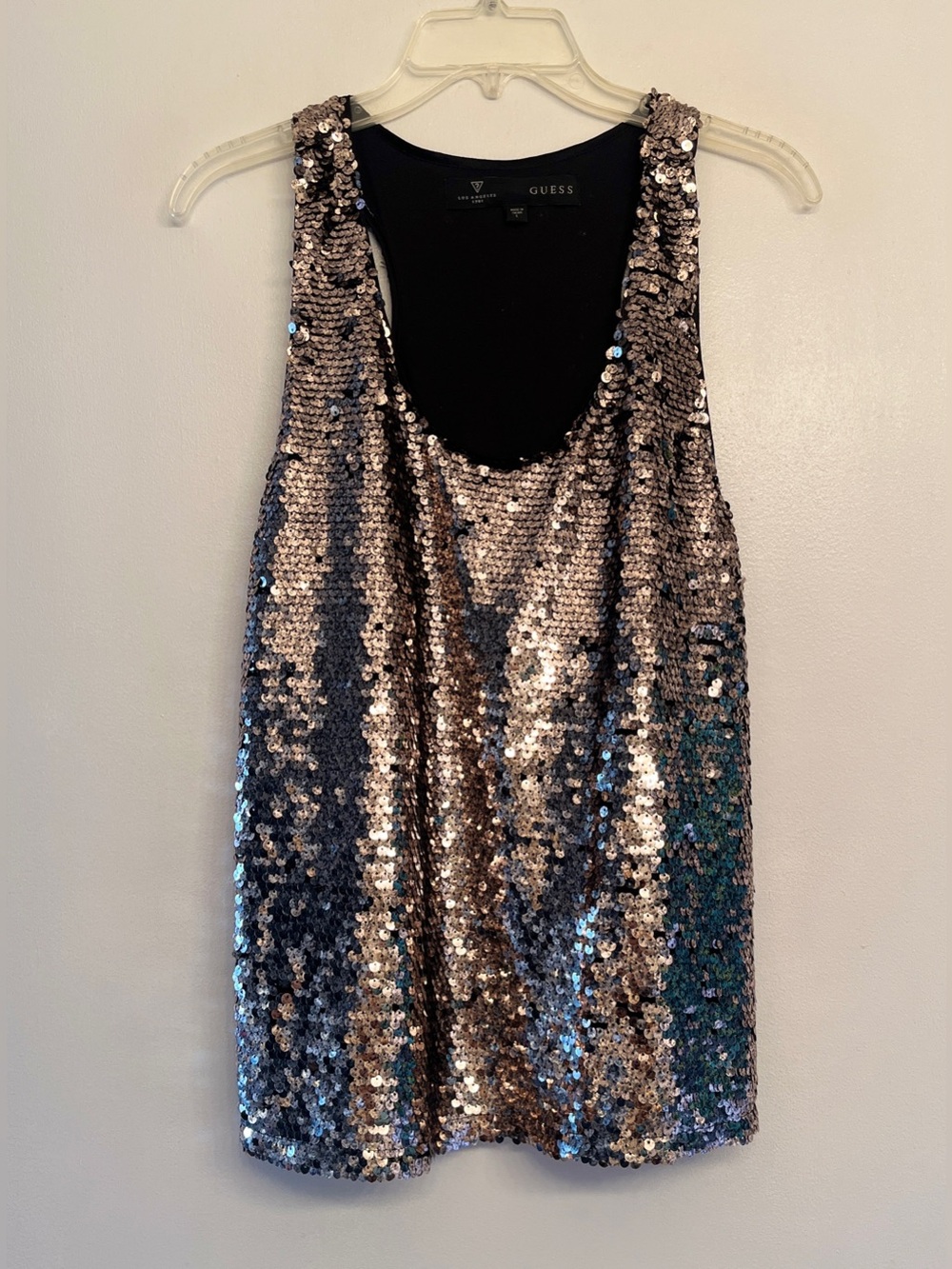 GUESS sequin racerback tank top size L
